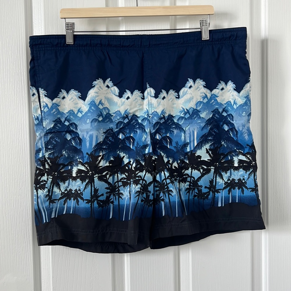 croft & barrow • Blue Swim Trunks with Palm Trees